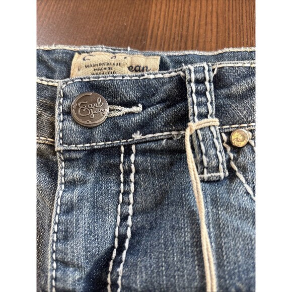 Earl Jeans Womens Embellished Beaded Jeans Sz 6 Denim Light Wash Straight Leg - Picture 4 of 15